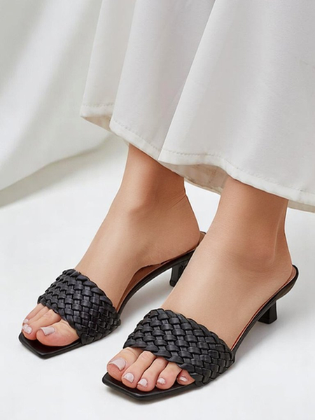 Callista Nero Sandals – Black women's eco-leather stilettos, summer