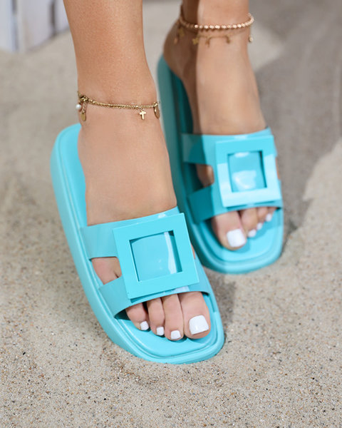 Women's mint slippers with Zegor ornament - Footwear