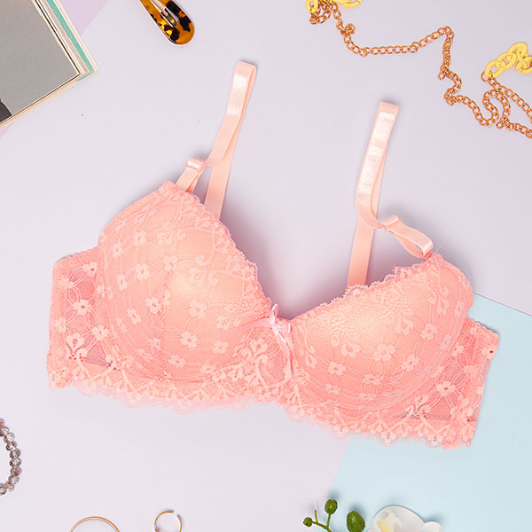 Women's bra with pink lace - Underwear