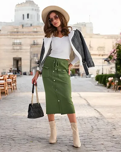 Royalfashion Women's midi skirt with decorative buttons