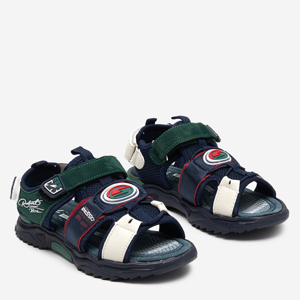 Navy blue and green boys' sandals with Velcro Roser-Footwear