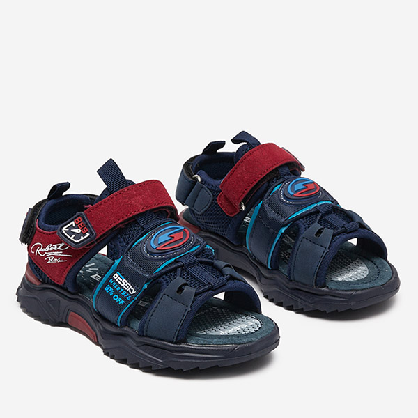 Navy blue and burgundy boys' sandals with Velcro Roser-Footwear