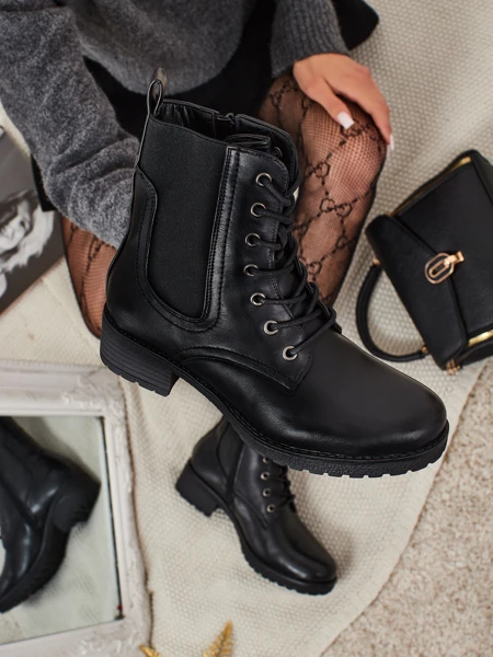 Eco-leather laced women's ankle boots Orlastea