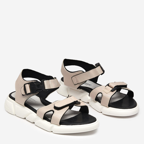 Shiny children's sandals in beige Leepe - Footwear