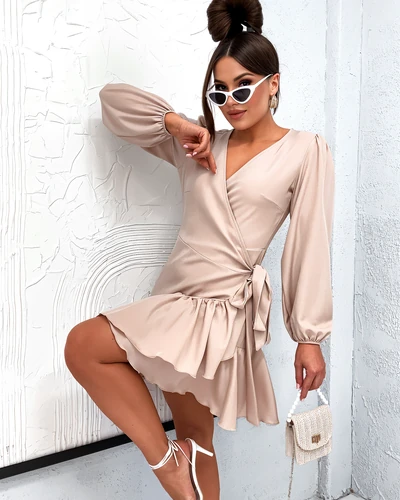 Royalfashion Women's tied mini dress with ruffles