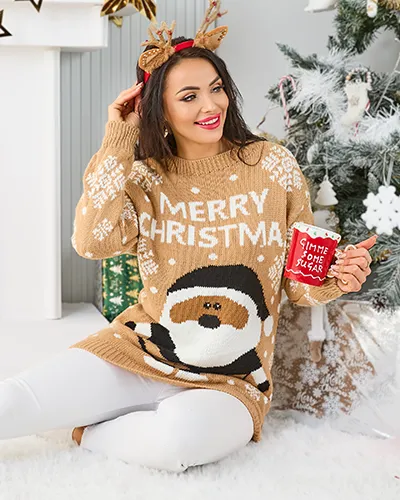 Royalfashion Women's Christmas Sweater with Santa