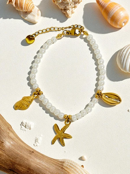Poseidon Mare Stella Bracelet with Marine Motifs and Pearls