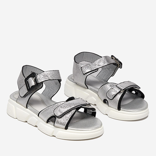 Girls' silver shiny sandals Jenilo - Shoes