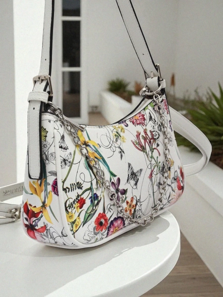 Royalfashion Small women's handbag made of eco-leather with flowers Lily Bloom