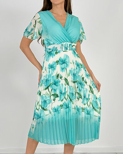 Royalfashion Women's pleated floral midi dress