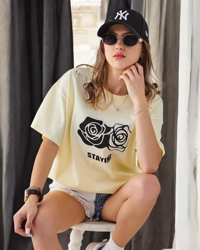 Royalfashion Women's Cotton T-shirt Rose Flower