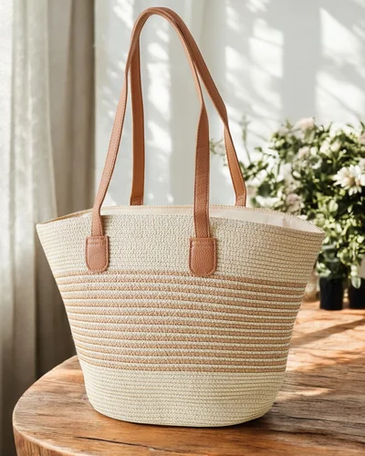 Royalfashion Large straw handbag for women