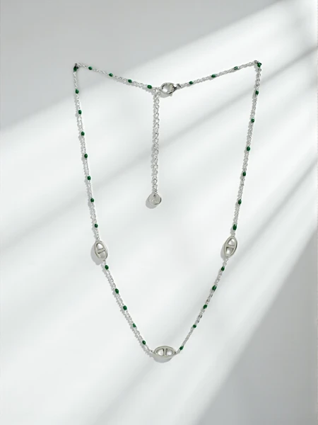 Selene Argento silver necklace with green beads – classic style