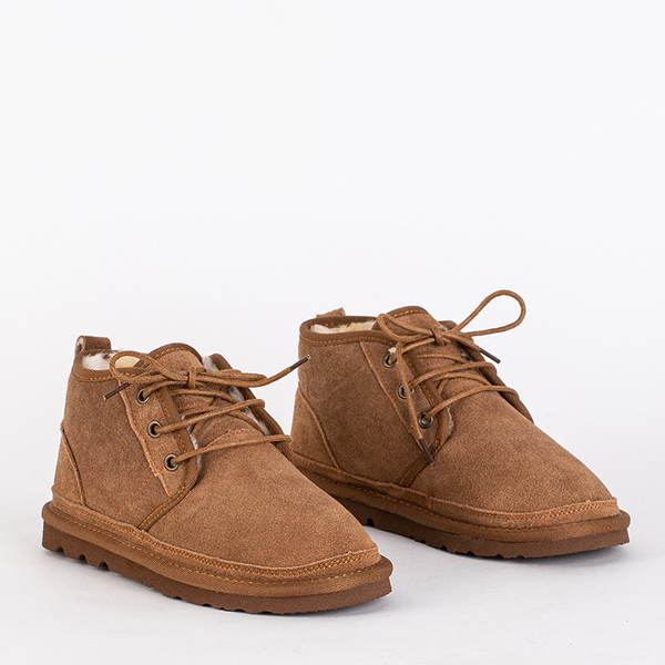 Brown children's short lace-up snow boots Tibilis- Footwear