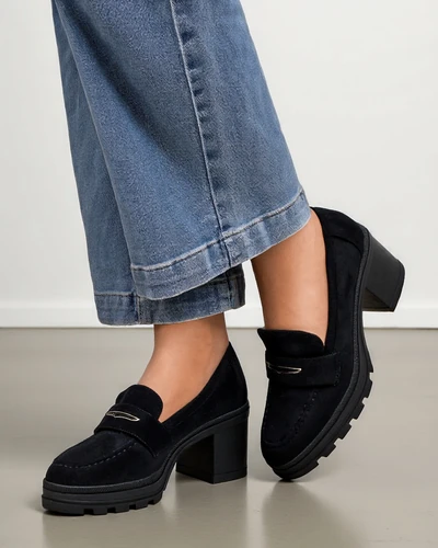 Royalfashion Women's moccasins on a block heel Qerona