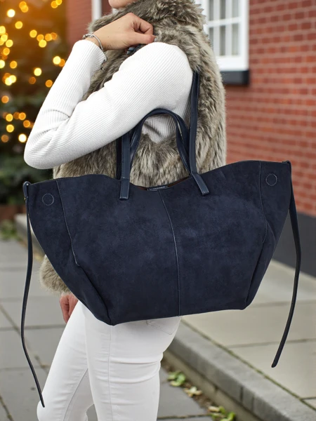 Women's shopper bag eco suede with smaller eco leather included 2in1 Elinea