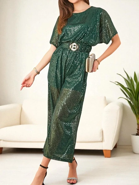 Royalfashion Long women's jumpsuit with sequins