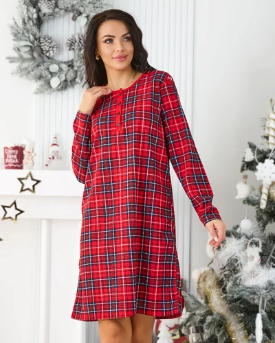 Royalfashion Cotton checkered women's nightshirt