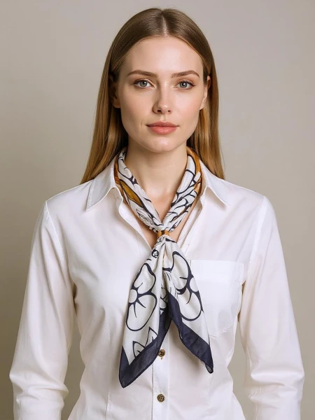 Aurelia Bianca – light women's floral polyester scarf