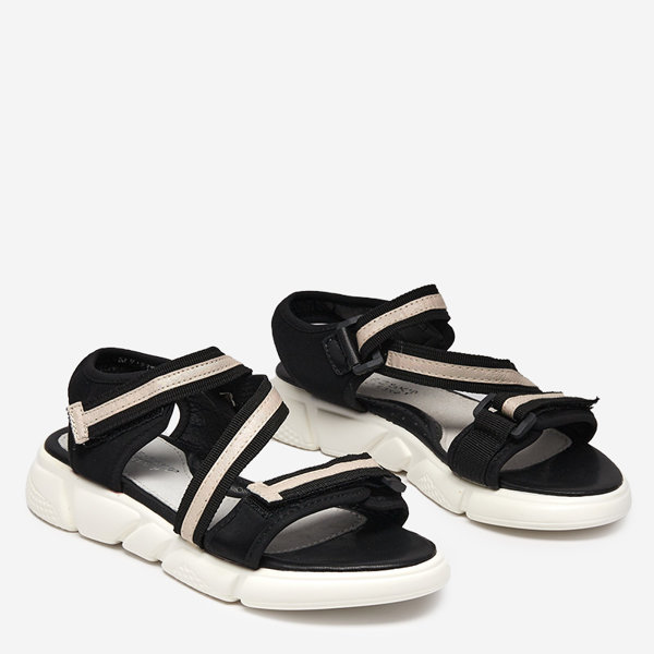 Black and beige children's sandals fastened with Velcro Modis - Shoes
