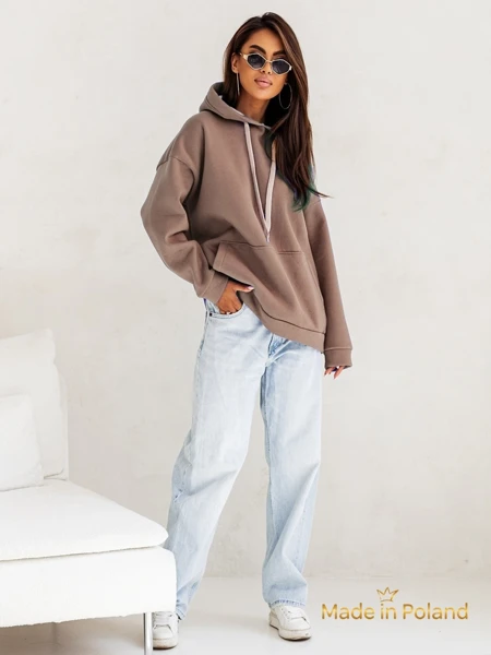 Women's Brown Long Sleeve 'Kapuśniak Leonida' Sweatshirt