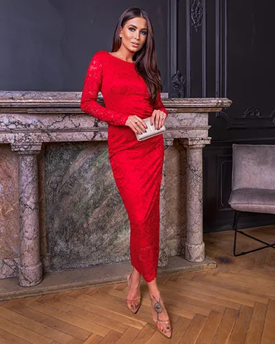 Royalfashion Women's lace midi dress