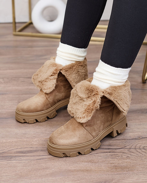 Royalfashion Light brown women's lace-up boots Cavenma