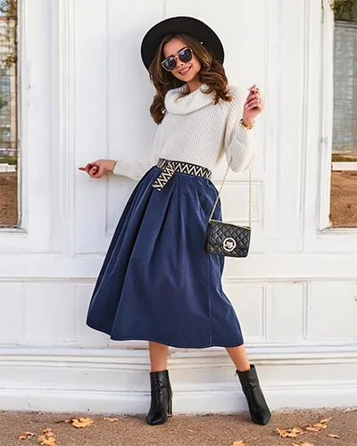 Royalfashion Women's corduroy midi skirt