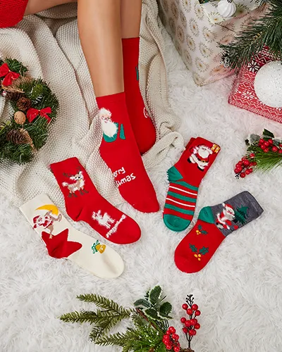 Royalfashion Women's Long Christmas Socks 5/pack