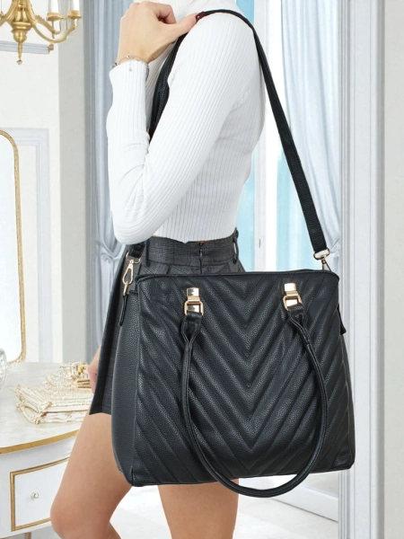 Women's shopper bag eco leather with Corvella embossing