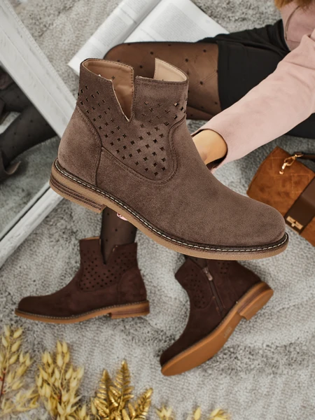 Women's Natural Leather Ankle Boots Rito