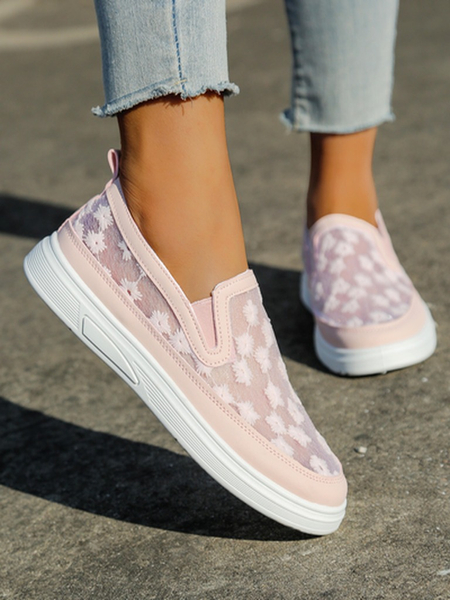 Royalfashion Women's mesh loafers with flowers Emzos