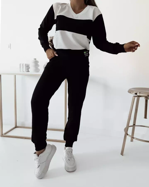 Royalfashion Black women's striped sweatshirt set