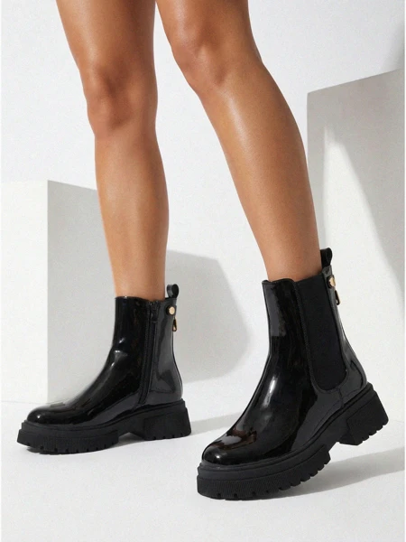 Patent Eco-Leather Women's Ankle Boots Calebi