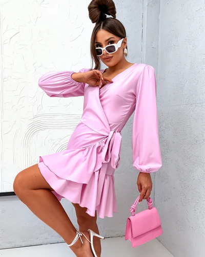 Royalfashion Women's tied mini dress with ruffles