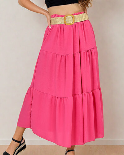 Royalfashion Women's midi skirt with belt