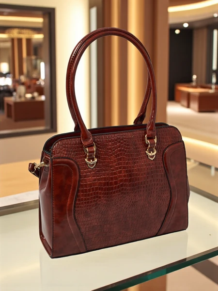 Women's Eco-Leather Shopper Bag with Embossing Iron Lace