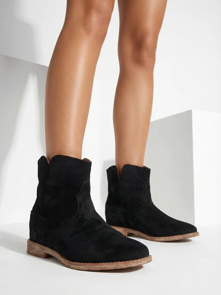 Royalfashion Cowboy-style boots on a covered wedge Blueston