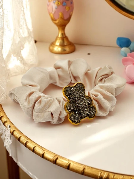 Royalfashion Hair tie with decorative bear Satin Teddy