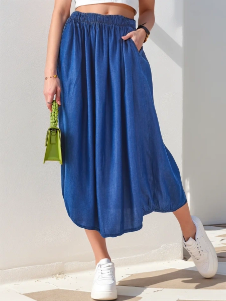 Royalfashion Women's midi skirt denim-style