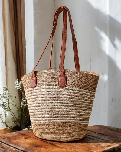 Royalfashion Large straw handbag for women