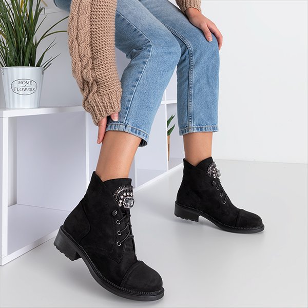 OUTLET Black suede workers with cubic zirconias Raffia - Footwear