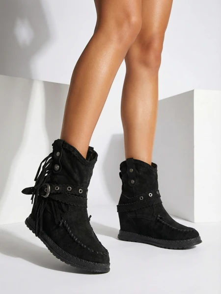 Royalfashion Black women's boots with hidden anchor Dibisa