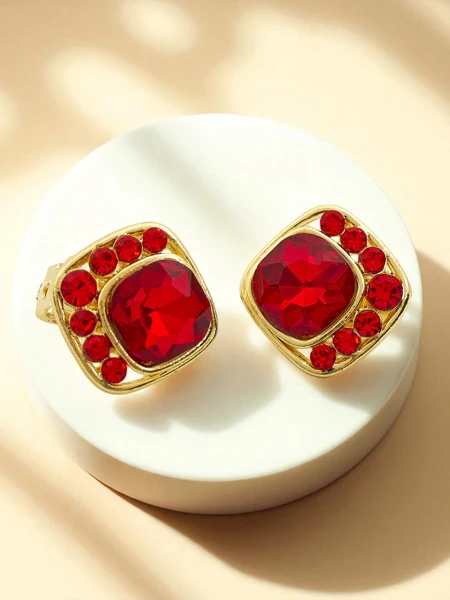 Royalfashion Women's crystal and cubic zirconia clip-on earrings