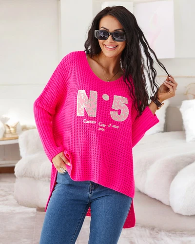 Royalfashion Acrylic women's knitted sweater with writings