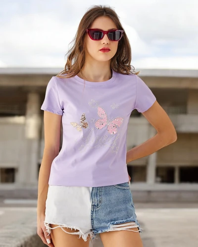 Royalfashion Women's Cotton T-shirt Butterfly