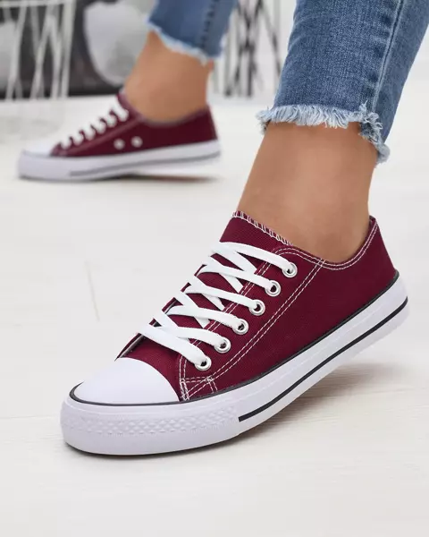Maroon women's classic lace-up sneakers Ogisa - Footwear