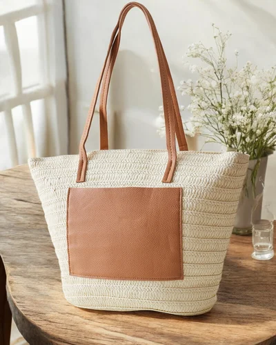 Royalfashion Large straw handbag for women