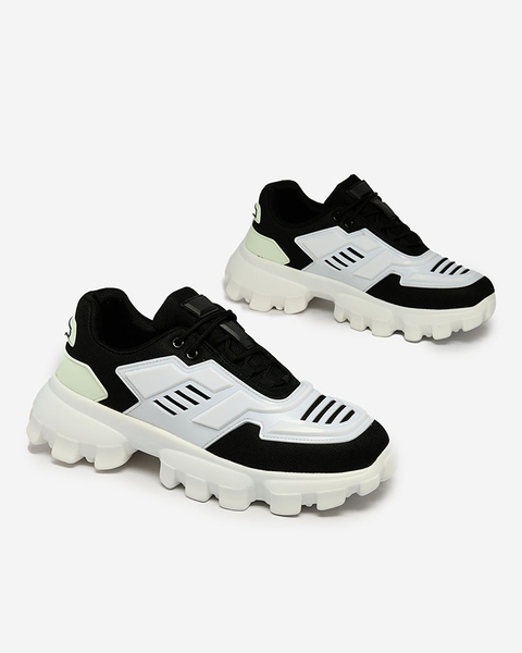 Royalfashion White and black fabric sports sneakers for men Lamkim