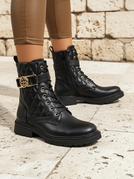 Sable Rose Quilted Faux Leather Ankle Boots